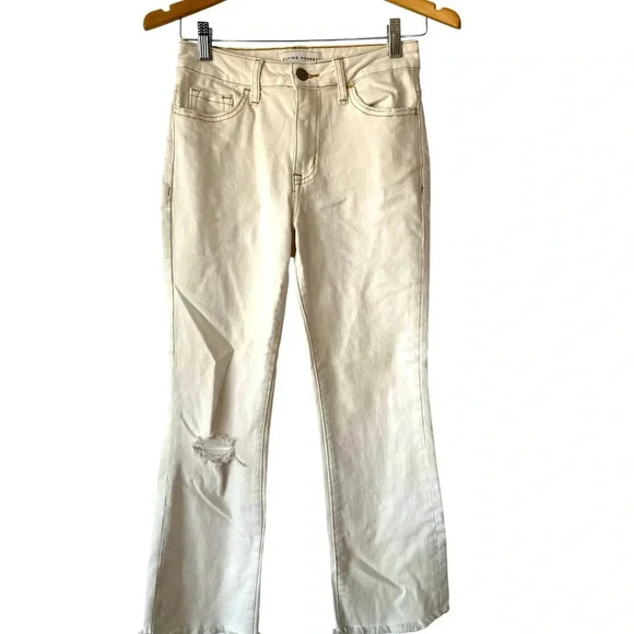 Flying Monkey White Distressed Jeans w/ Tan Stitching - Picture 1 of 16